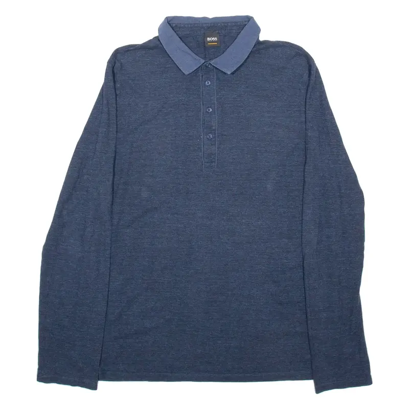 BOSS HUGO BOSS Mens Polo Shirt Blue Long Sleeve L