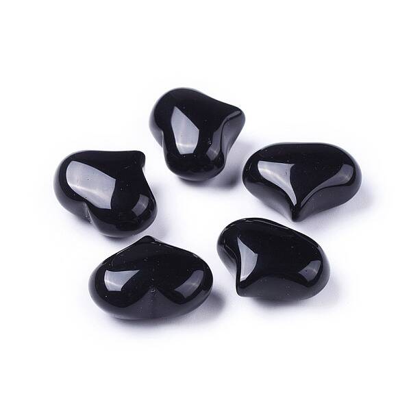 Natural Black Onyx Heart Love Stone