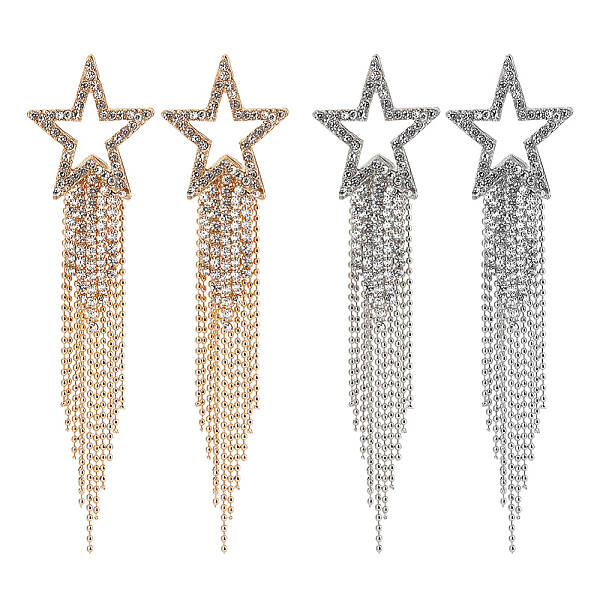2 Pairs 2 Colors Alloy Hollow Star Dangle Stud Earrings