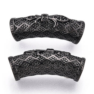 Brass Micro Pave Cubic Zirconia Tube Beads
