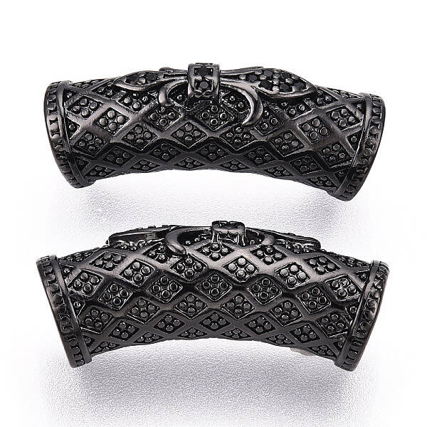 Brass Micro Pave Cubic Zirconia Tube Beads
