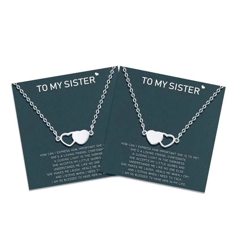 Sisters Necklace Best Friend Friendship Heart Matching Necklaces for 2/3/4 Women