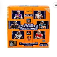 (2) Panini Contenders Football 2024 Mega Box - 108 Cards with 1 Autograph & 2 Memorabilia Cards - Includes Teal Parallels & R...