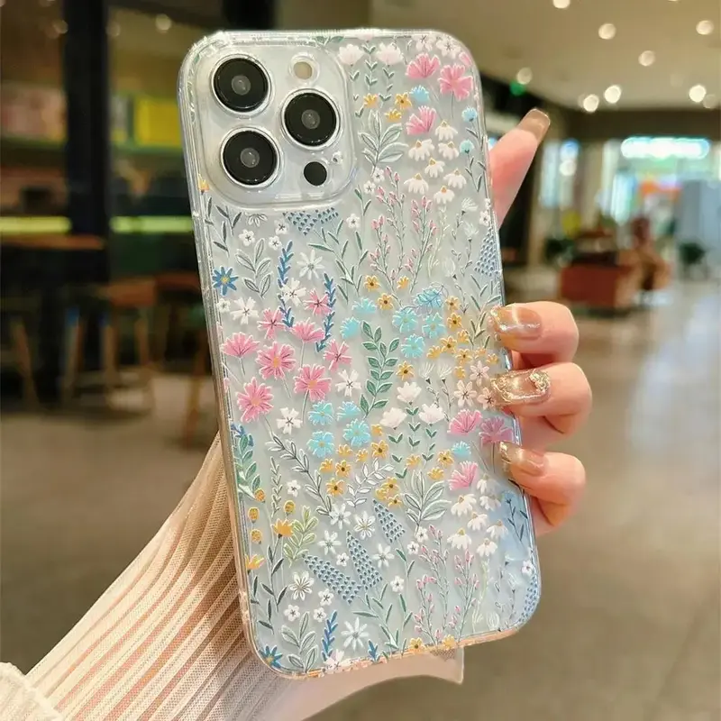 Floral Pattern Phone Case, Decorative Phone Protector Cover, Phone Cases, Phone Accessories Compatible With iPhone 7 Plus X X...