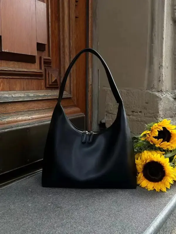 Women's Elegant Solid Color Shoulder Bag, Fashionable PU Leather Zipper Shoulder Bag for Daily Used, Casual Trendy Versatile ...