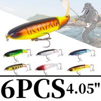 6PCS Whopper Fishing Lure, Bass Popper Lure kit, Topwater Fishing Lures with Rotating Tail with Storage Box, Floating Popper ...