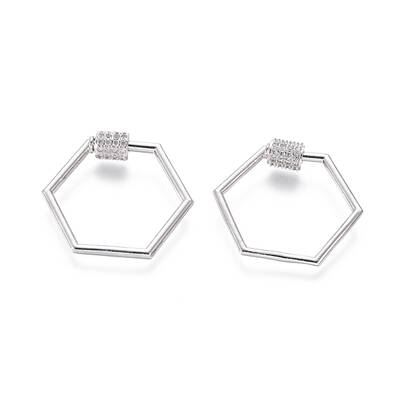 Brass Micro Pave Cubic Zirconia Screw Carabiner Lock Charms