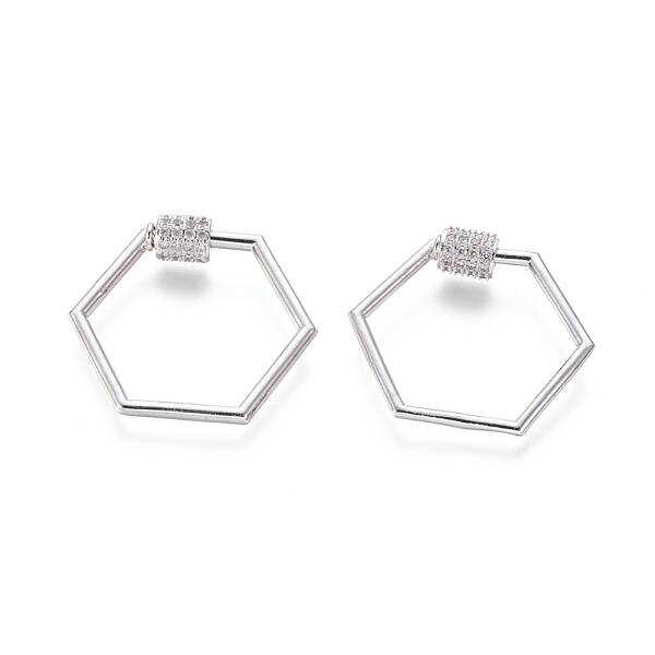 Brass Micro Pave Cubic Zirconia Screw Carabiner Lock Charms