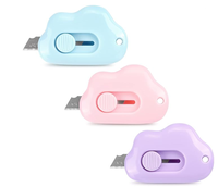 Box Cutters - 3 Pack Retractable Letter Opener for Key Chain, Pocket Bag, and Envelope Mail - Adorable Cloud Tiny Paper Cutte...