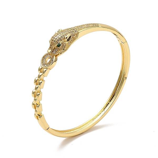 Green Cubic Zirconia Leopard Hinged Bangle