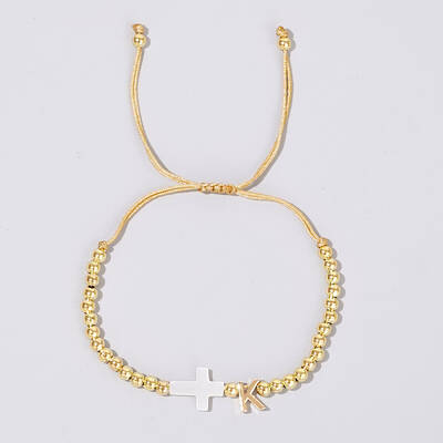 Brass Round Bead Braided Bead Bracelets
