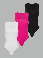 Women's Solid Bodysuit, Tight Fit Casual Comfy Basic Breathable Sleeveless Bodysuit for Summer, Bodysuits for Women, Ladies S...