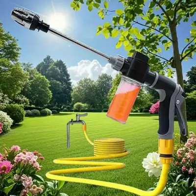 High Pressure Car Wash Water Tool, Garden Hose Nozzle with Foam Bottle, Multifunctional Garden Hose Nozzle, Easy To Clean Wat...