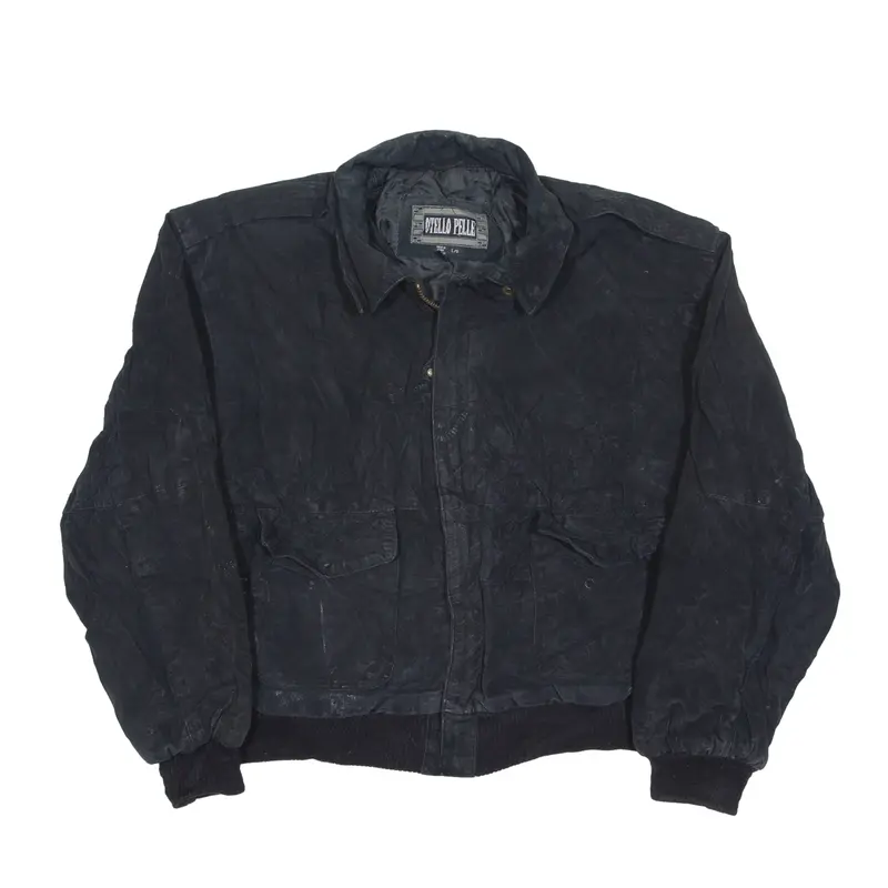 OTELLO PELLE Leather Jacket Black Suede 90s Mens L