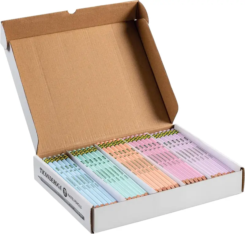 Ticonderoga Wood-Cased Pencils Master Pack, Pre-Sharpened, #2 HB Soft, Pastel Colors, 150 Count Office School Supplies