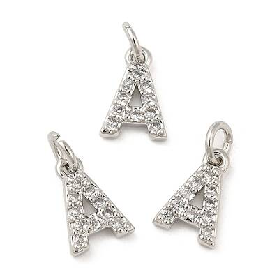 Brass Micro Pave Grade AAA Cubic Zirconia Charms