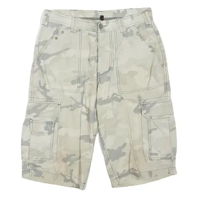CLOCK HOUSE Mens Cargo Shorts Grey Camouflage M W30