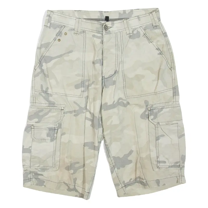 CLOCK HOUSE Mens Cargo Shorts Grey Camouflage M W30