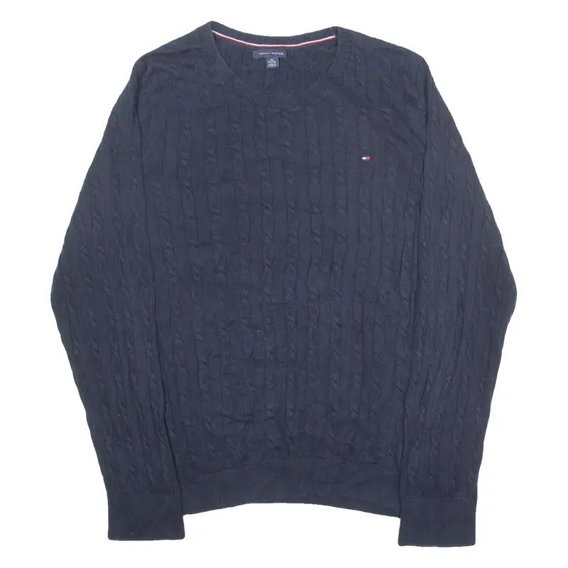 TOMMY HILFIGER Mens Jumper Blue Cable Knit XL