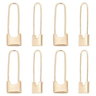 8Pcs Brass Safety Pin Shape Dangle Hoop Earrings for Men Women