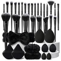 Cosmetic Black 36-Piece Makeup Tool Kit Includes 25Pcs Makeup Brushes, Standard and Mini Makeup Sponges, Triangle Puffs, Head...