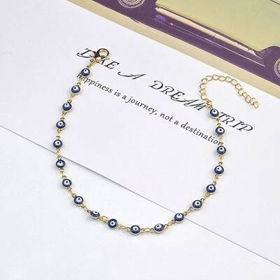Christmas Brass Evil Eye Enamel Link Chain Anklets for Women