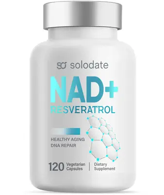 NAD Supplement 1000mg, True NAD+ & Resveratrol, NMN Alternative for Cellular Energy & Healthy Aging - 120 Caps