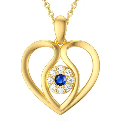 Gold Vermeil Personalized Birthstone & Evil Eye Heart Necklace for Women