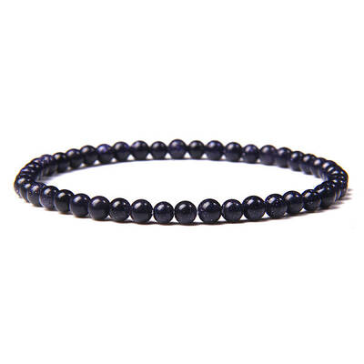 4mm Round Synthetic Blue Goldstone Beads Bracelet for Men