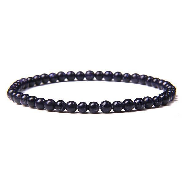 4mm Round Synthetic Blue Goldstone Beads Bracelet for Men