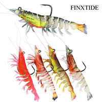 FINXTIDE 5PCS Fishing Lures Shrimps baits Pre-Rigged Fish Jigs - Soft Baits Bass Trout Lifelike Shrimp Crayfish Swimbait Deal...