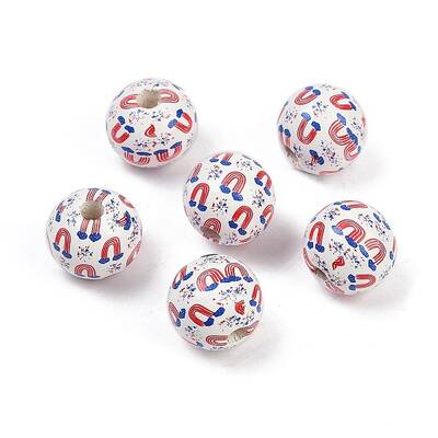 Independence Day Theme Wood European Beads