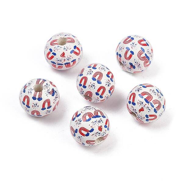 Independence Day Theme Wood European Beads