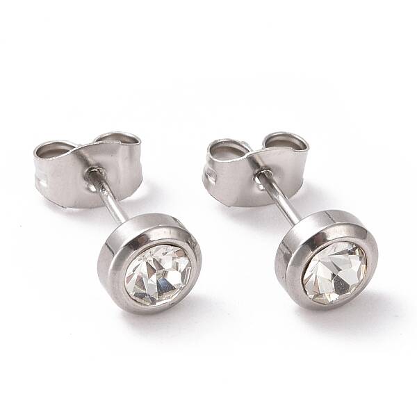 Rhinestone Column Stud Earrings