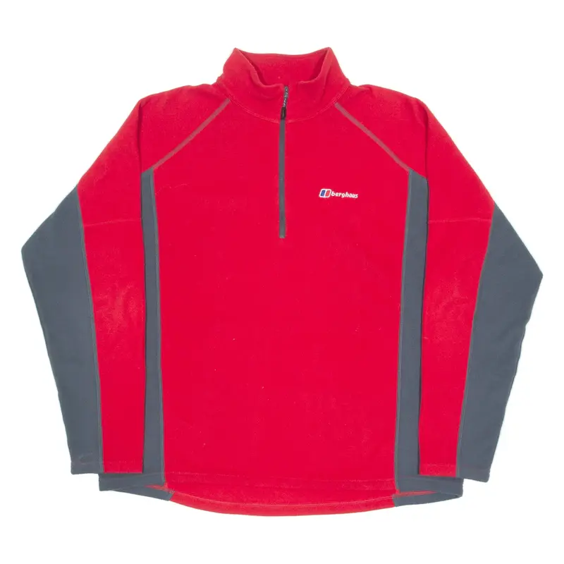 BERGHAUS Mens Fleece Red 1/4 Zip Tight Knit 2XL