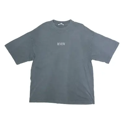 REVIEW Oversized Bird Print Mens T-Shirt Grey Crew Neck M