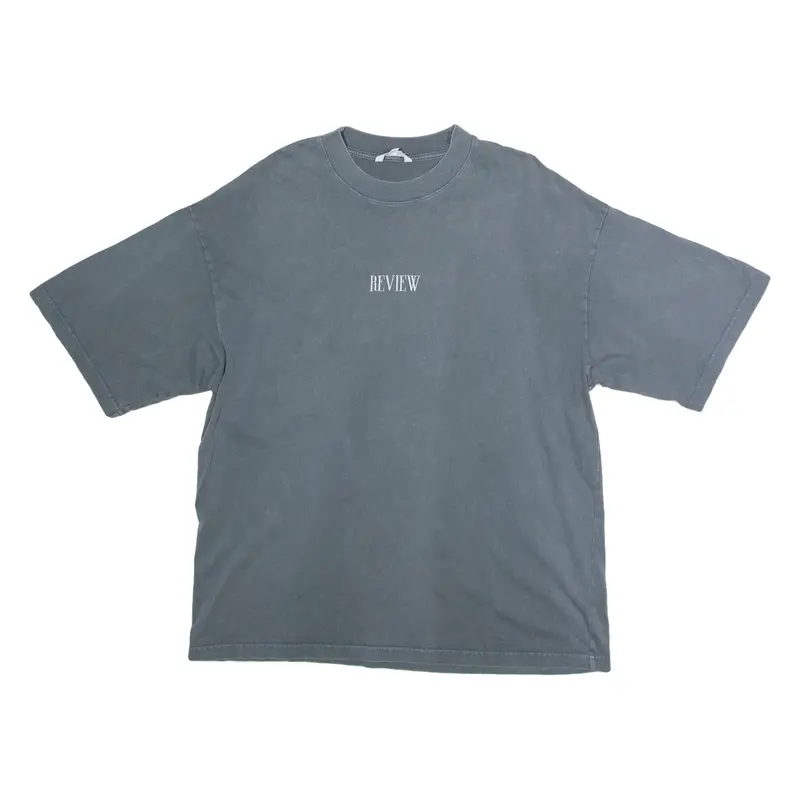 REVIEW Oversized Bird Print Mens T-Shirt Grey Crew Neck M