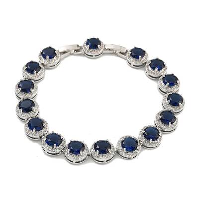 Rack Plating Brass Pave Cubic Zirconia Flat Round Links Bracelets for Women