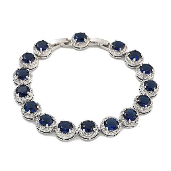 Rack Plating Brass Pave Cubic Zirconia Flat Round Links Bracelets for Women
