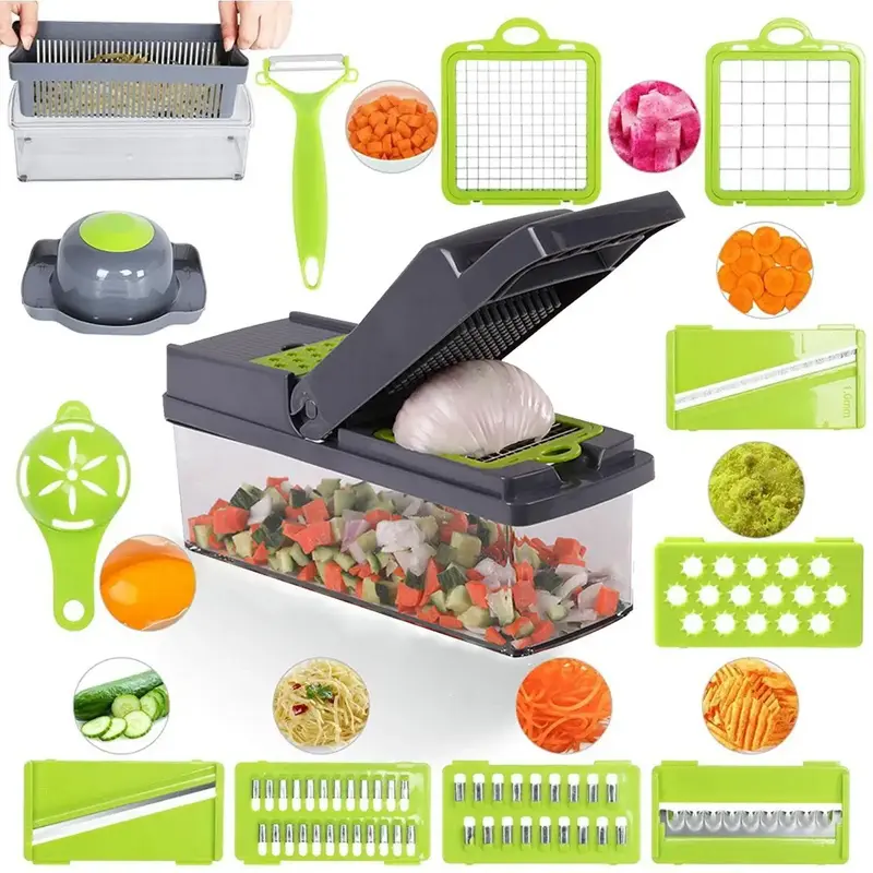 Multifunctional Vegetable Chopper with Replaceable Blade, 1 Set Vegetable Slicer Tools, Veggie Dicer, Manual Vegetable Shred...