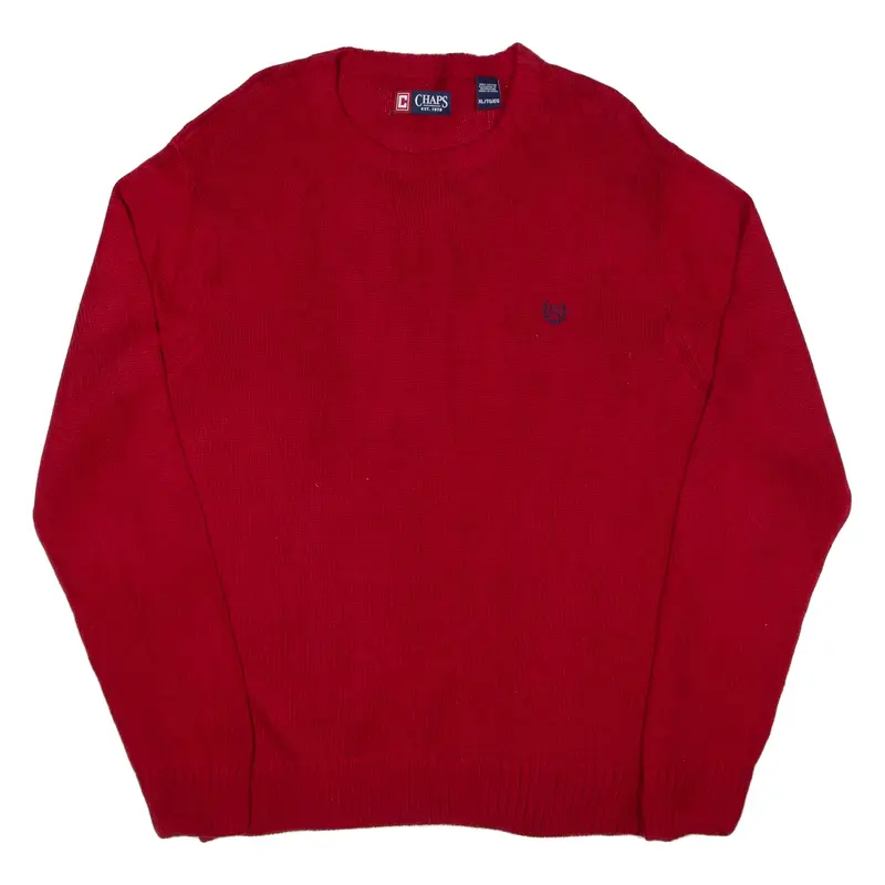 CHAPS Jumper Red Chunky Knit Mens XL