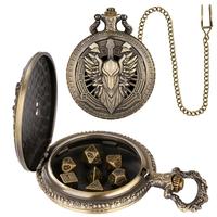 Durable Vintage Dice Set, 1 Set Including 1 Count Watch Case & 1 Count Chain & 7 Counts Dice, Dice Game for DND RPG, Tabletop...