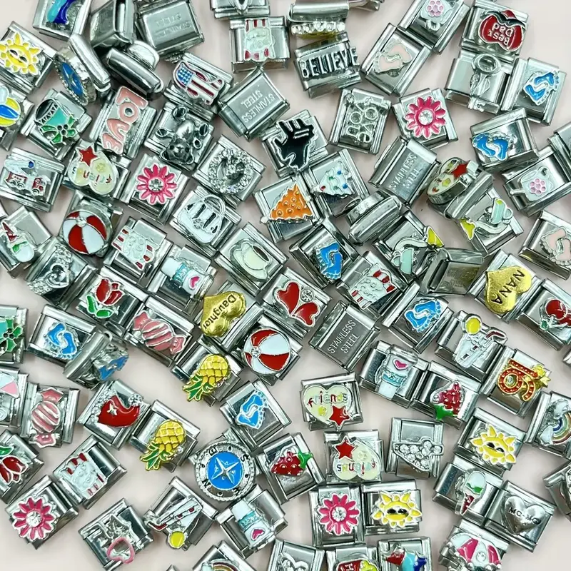 Random Color Italian Charm Module Bracelet, 5 Counts/10pcs DIY Jewelry Making Supplies, DIY Jewelry Accessories for Bracelet ...