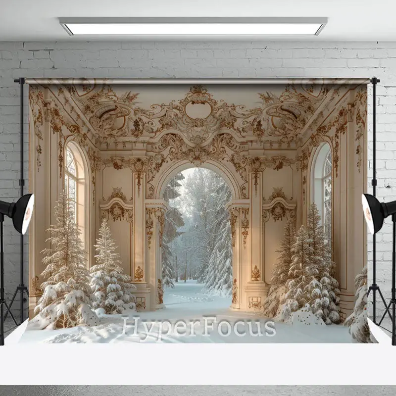 Luxury White Palace Architecture Winter Backdrop - Aperturee