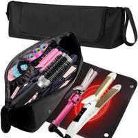 Large Capacity Heat Resistant Hair Tool Storage Bag, 2 in 1 Heat Resistant Mat for Hair Straighteners, Curling Irons, Hair Dr...