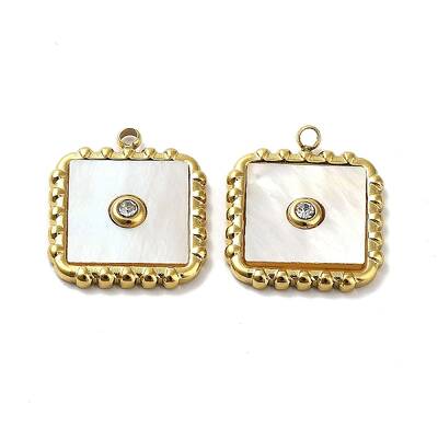 Ion Plating(IP) 304 Stainless Steel Pave White Shell Pendants