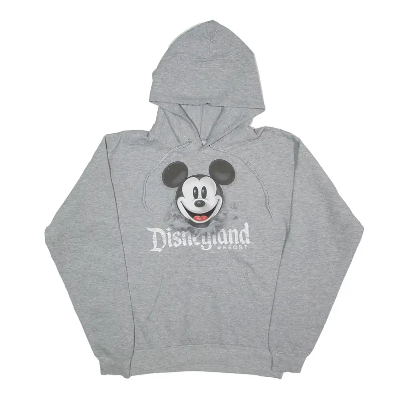 DISNEY Mickey Mouse Disneyland Hoodie Grey Pullover Mens S