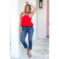 Judy Blue Effortlessly Chic High Rise Medium Vintage Wash Released Hem Kick Flare Jeans