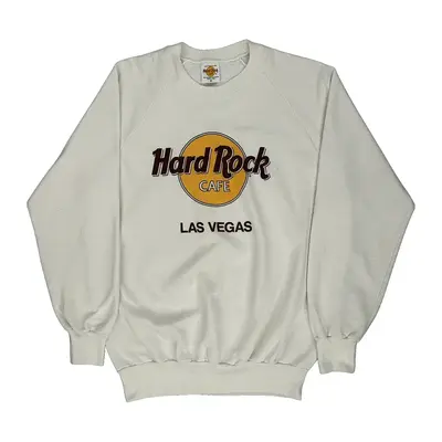Made In Usa Las Vegas Hard Rock Cafe Spellout Sweatshirt - XL White Polyester Blend