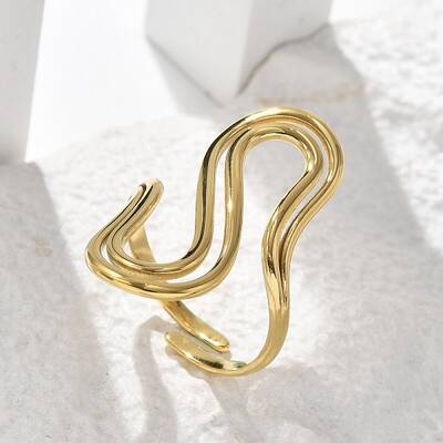 Wave 304 Stainless Steel Cuff Rings